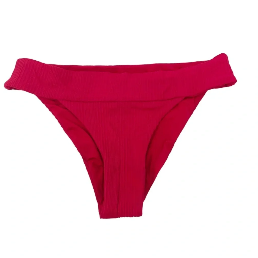 L*Space Ridin' High Ribbed Red Veronica Bikini Bottom NWOT Size M